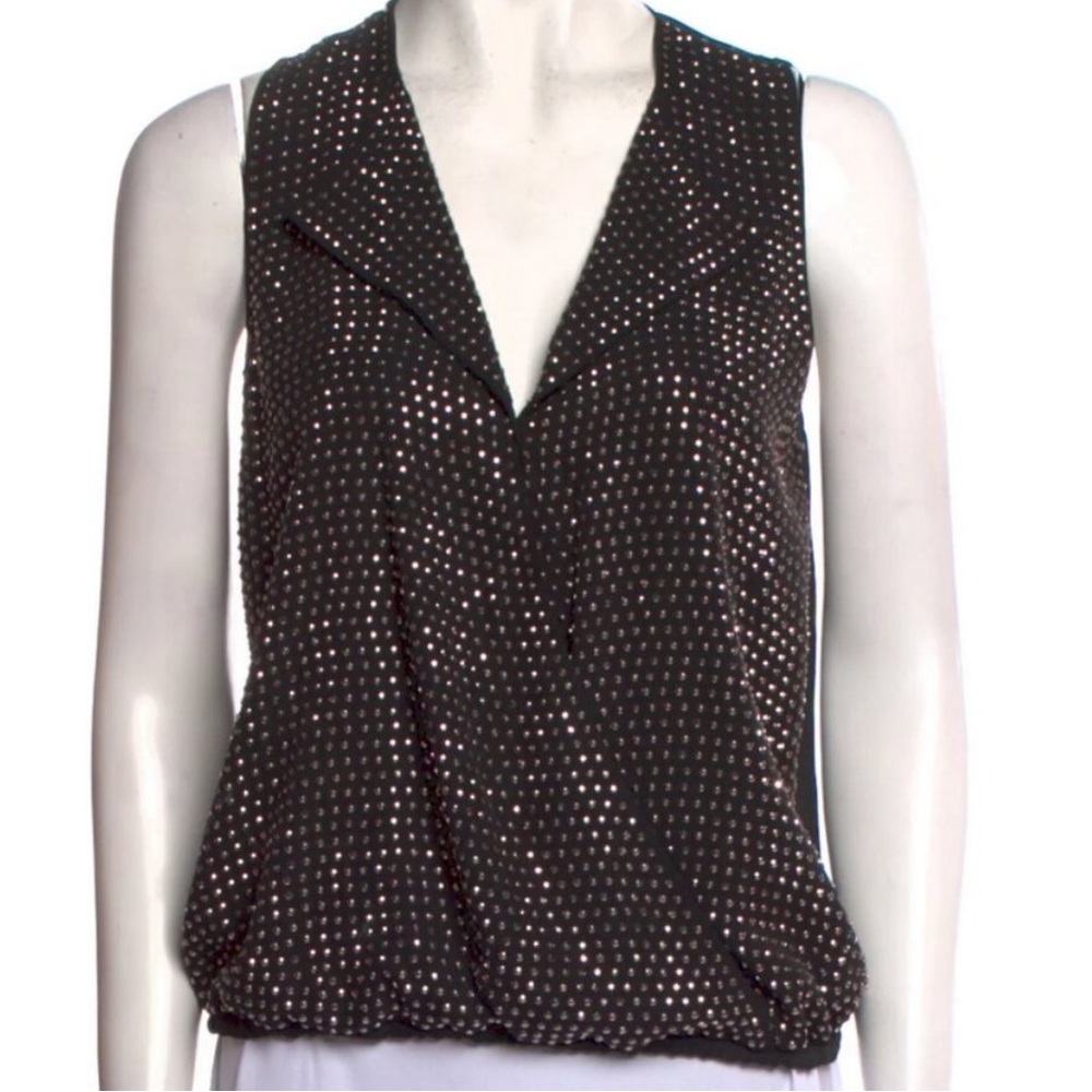 Silk L'AGENCE Black Studded Kennedy whimsigoth shiny going out tank top XS!